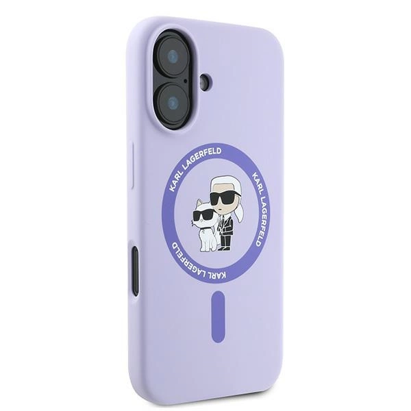 Karl Lagerfeld Silicone Karl&Choupette Ring MagSafe iPhone 16 Case - Purpleeng