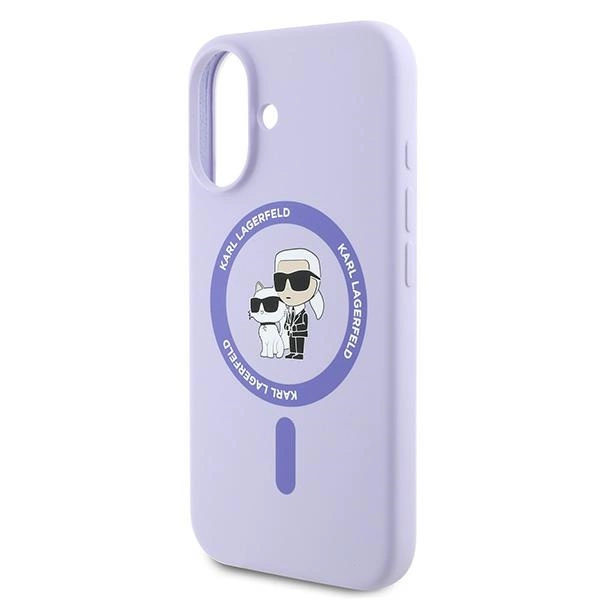 Karl Lagerfeld Silicone Karl&Choupette Ring MagSafe iPhone 16 Case - Purpleeng