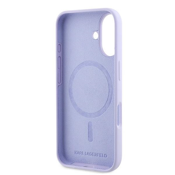 Karl Lagerfeld Silicone Karl&Choupette Ring MagSafe iPhone 16 Case - Purpleeng