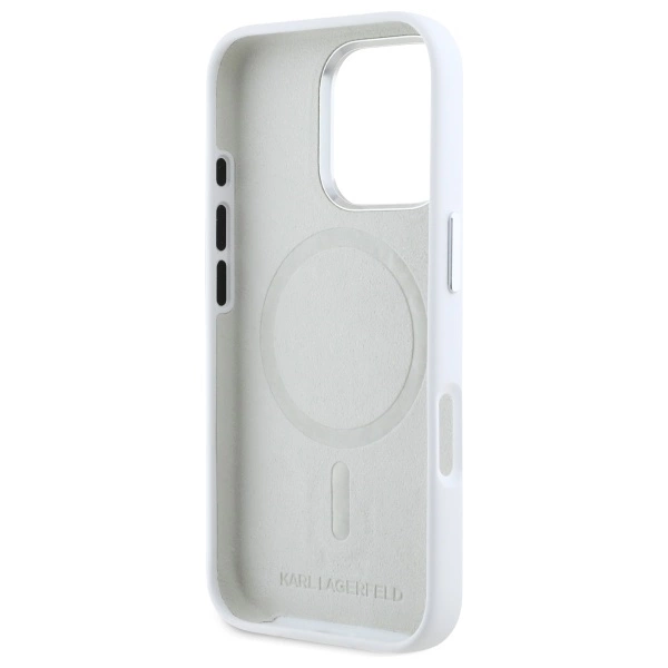 Karl Lagerfeld Silicone Initial Logo Case for iPhone 16 Pro Max - Whiteeng