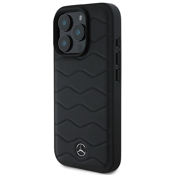 Mercedes MB Waves Leather iPhone 16 Pro Case - Blackeng