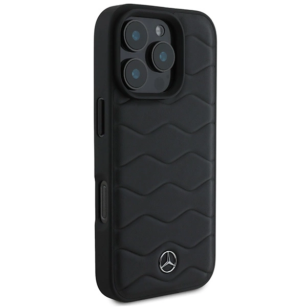 Mercedes MB Waves Leather iPhone 16 Pro Case - Blackeng