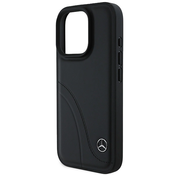Mercedes MB Curved Stitches Leather iPhone 16 Pro Max Case - Blackeng
