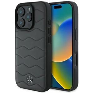 Mercedes MB Waves Leather iPhone 16 Pro Max Case - Grayeng