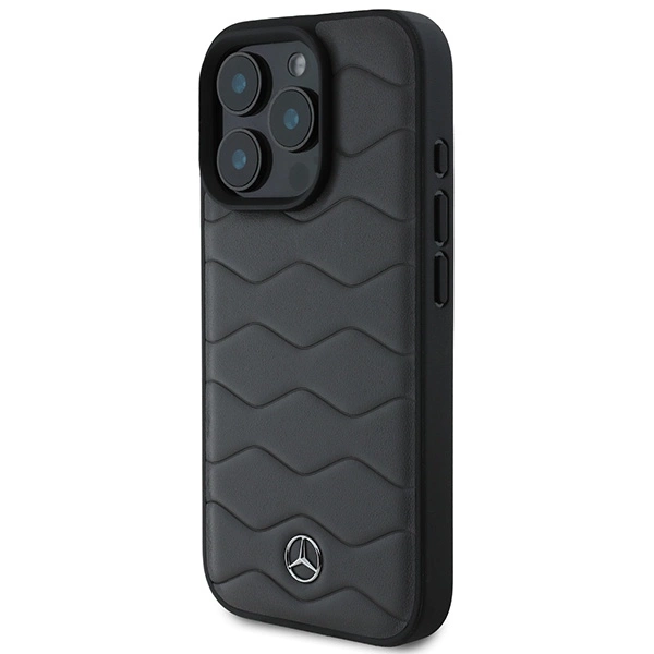 Mercedes MB Waves Leather iPhone 16 Pro Max Case - Grayeng