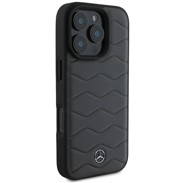 Mercedes MB Waves Leather iPhone 16 Pro Max Case - Grayeng