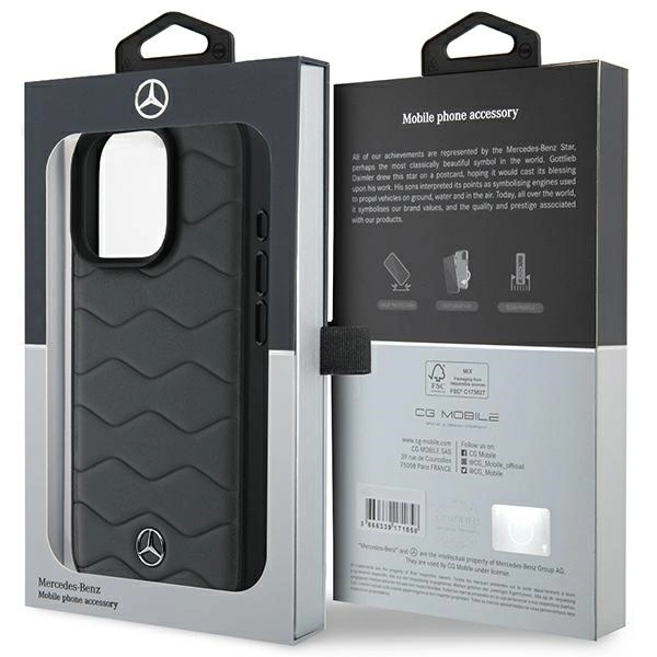 Mercedes MB Waves Leather iPhone 16 Pro Max Case - Grayeng
