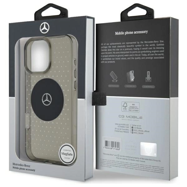 Mercedes MB Case Star Pattern for iPhone 16 Pro - Blackeng