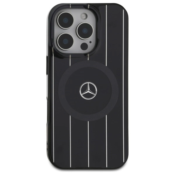 Mercedes MB Double Layer Crossed Lines MagSafe iPhone 16 Pro Case - Blackeng