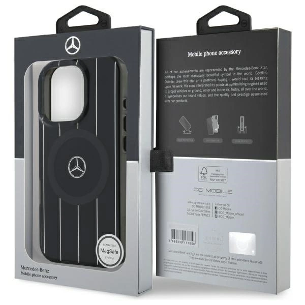 Mercedes MB Double Layer Crossed Lines MagSafe iPhone 16 Pro Case - Blackeng