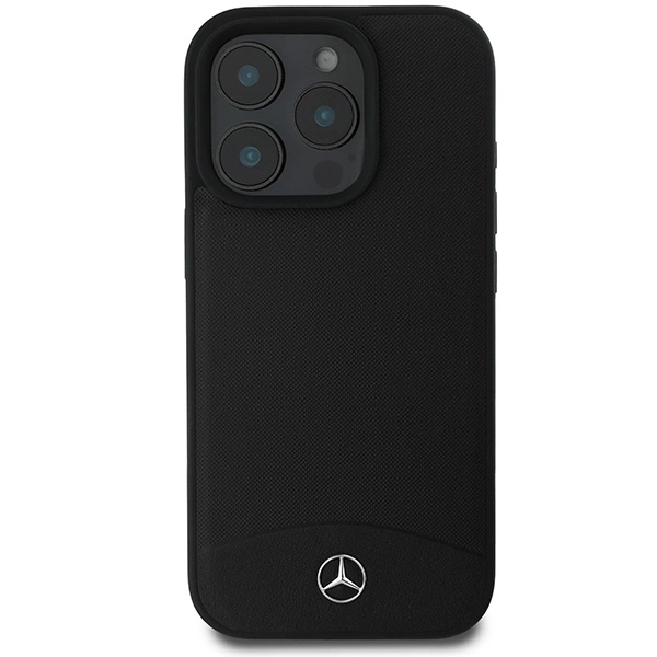Mercedes Textured And Plain Leather MagSafe case for iPhone 16 Pro - blackeng