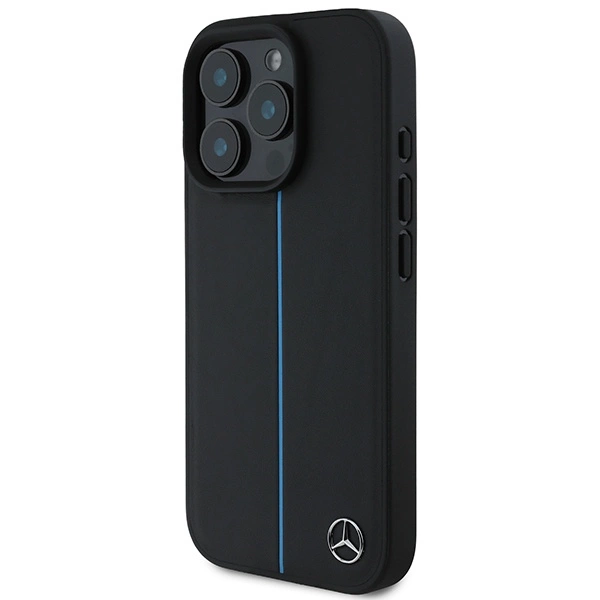 Mercedes MB Blue Line Leather MagSafe iPhone 16 Pro Case - Blackeng