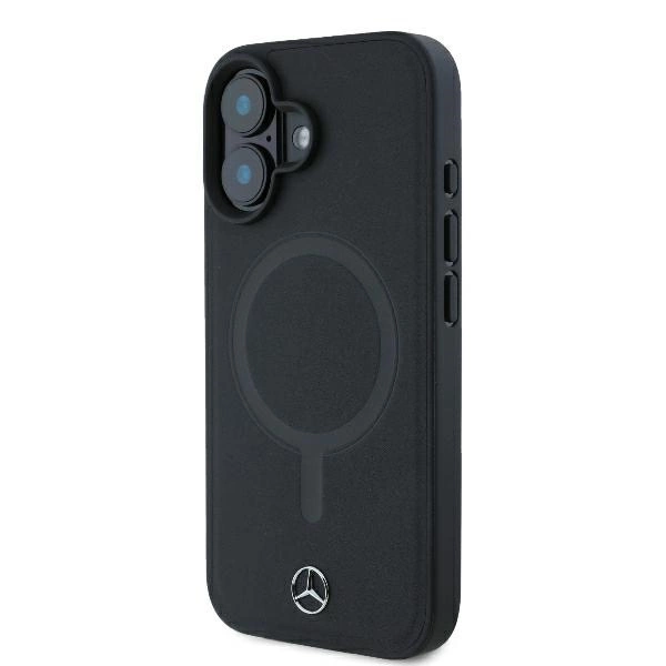 Mercedes Smooth Leather MagSafe iPhone 16 Plus Case - Blackeng