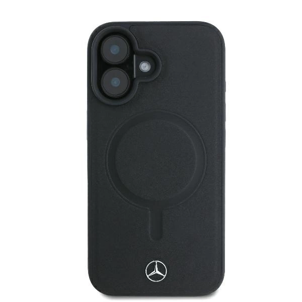 Mercedes Smooth Leather MagSafe iPhone 16 Plus Case - Blackeng