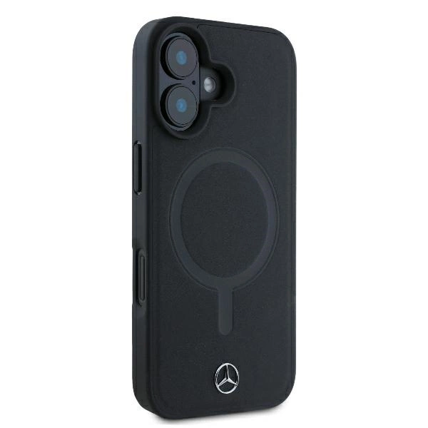 Mercedes Smooth Leather MagSafe iPhone 16 Plus Case - Blackeng