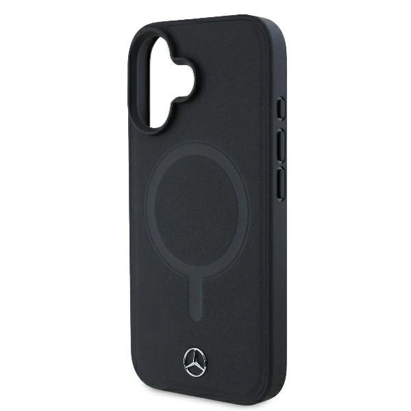 Mercedes Smooth Leather MagSafe iPhone 16 Plus Case - Blackeng