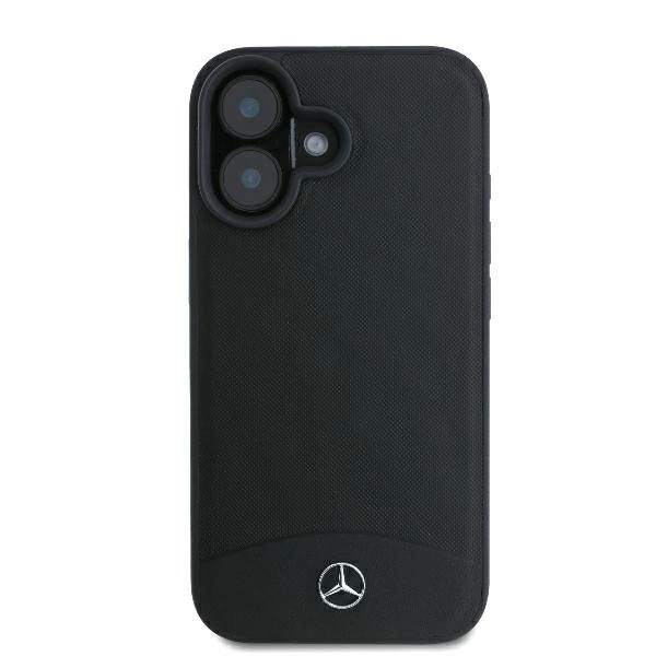 Mercedes Textured And Plain Leather MagSafe case for iPhone 16 - blackeng