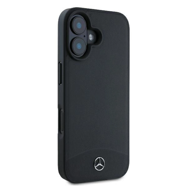 Mercedes Textured And Plain Leather MagSafe case for iPhone 16 - blackeng