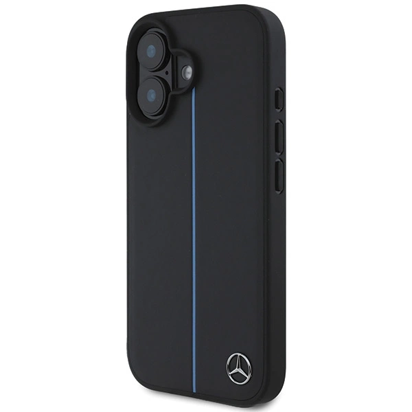 Mercedes MB Blue Line Leather MagSafe iPhone 16 Case - Blackeng