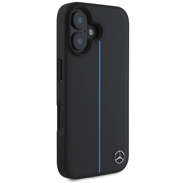 Mercedes MB Blue Line Leather MagSafe iPhone 16 Case - Blackeng