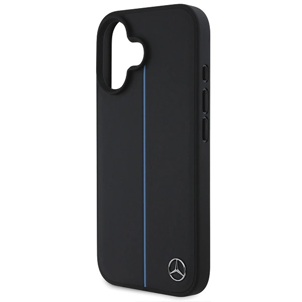 Mercedes MB Blue Line Leather MagSafe iPhone 16 Case - Blackeng