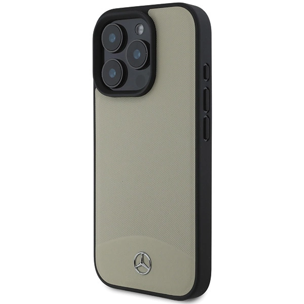 Mercedes MB Textured and Plain Leather MagSafe case for iPhone 16 Pro Max - beigeeng