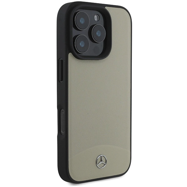 Mercedes MB Textured and Plain Leather MagSafe case for iPhone 16 Pro Max - beigeeng