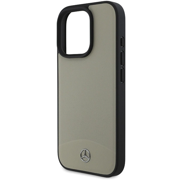 Mercedes MB Textured and Plain Leather MagSafe case for iPhone 16 Pro Max - beigeeng