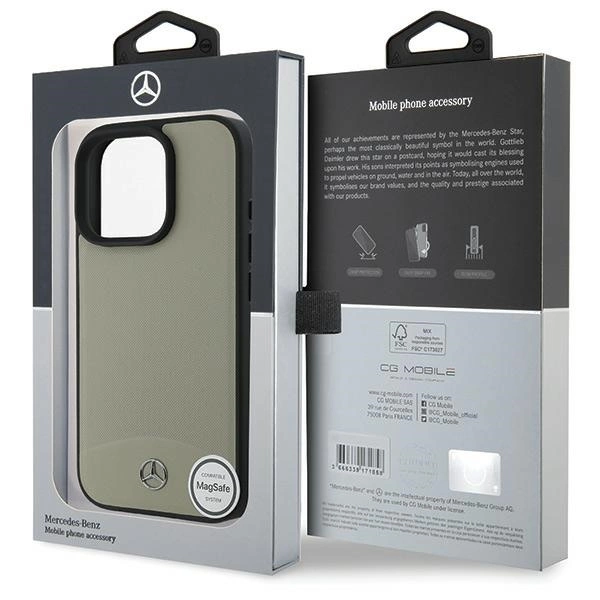 Mercedes MB Textured and Plain Leather MagSafe case for iPhone 16 Pro Max - beigeeng