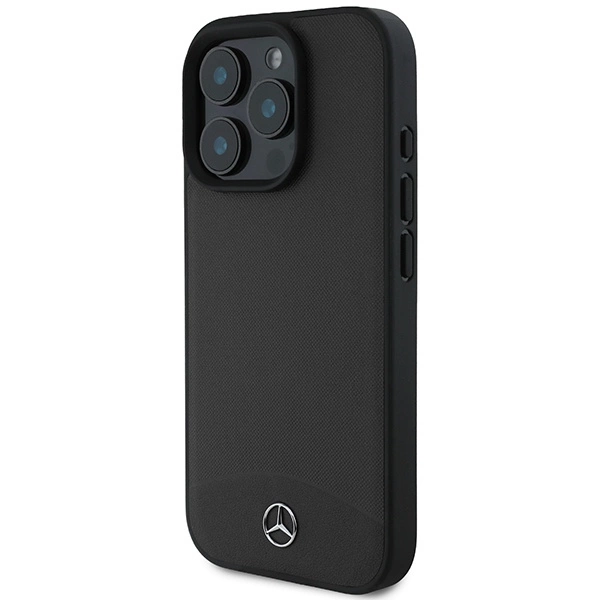 Mercedes Textured And Plain Leather MagSafe case for iPhone 16 Pro Max - blackeng