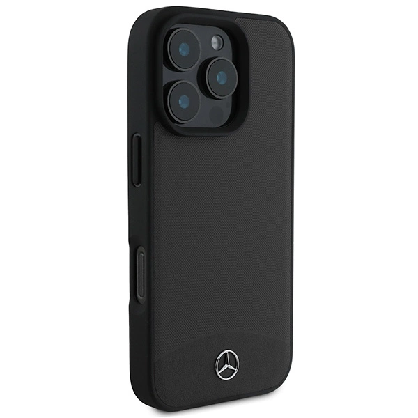 Mercedes Textured And Plain Leather MagSafe case for iPhone 16 Pro Max - blackeng