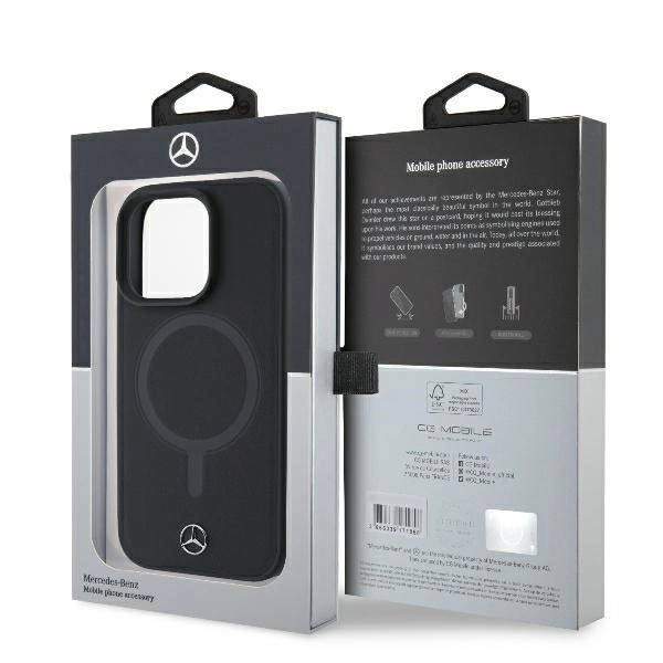 Mercedes Smooth Leather MagSafe iPhone 16 Pro Max Case - Blackeng