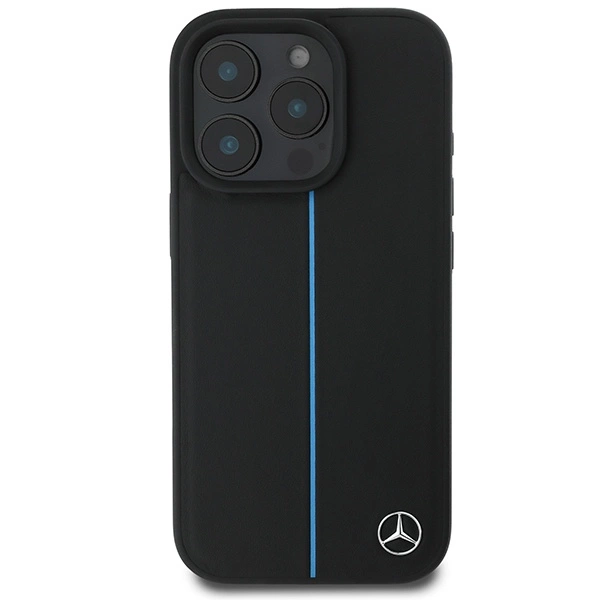 Mercedes MB Blue Line Leather MagSafe Case for iPhone 16 Pro Max - Blackeng