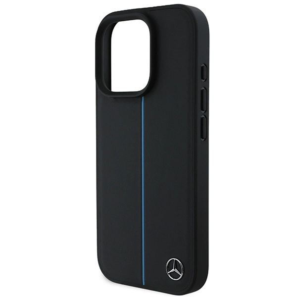 Mercedes MB Blue Line Leather MagSafe Case for iPhone 16 Pro Max - Blackeng
