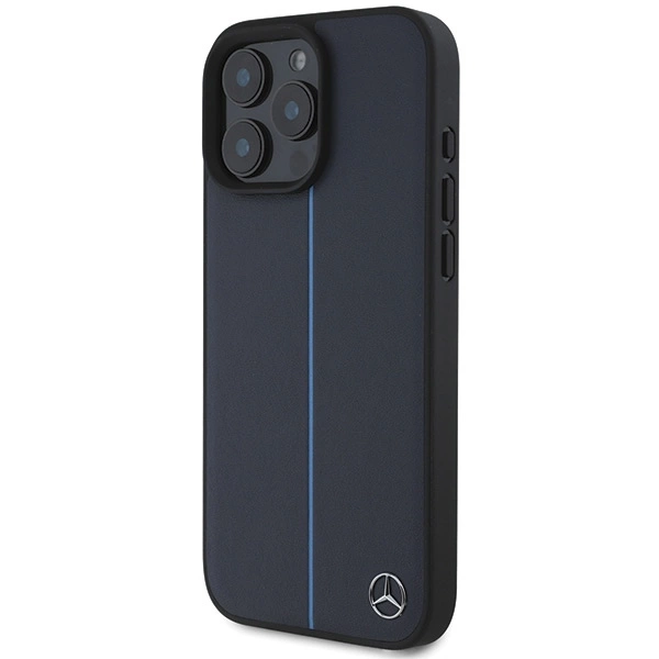 Mercedes MB Blue Line Leather MagSafe Case for iPhone 16 Pro Max - Navy Blueeng