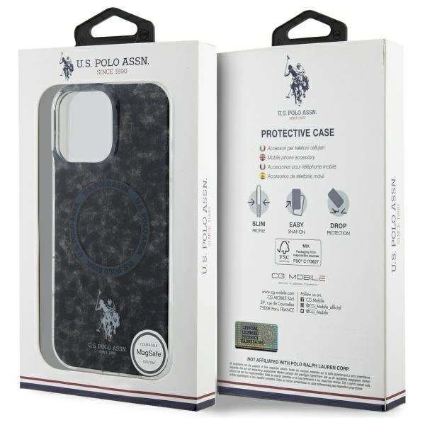 US Polo IML Ring MagSafe Case for iPhone 16 Pro Max - Blackeng