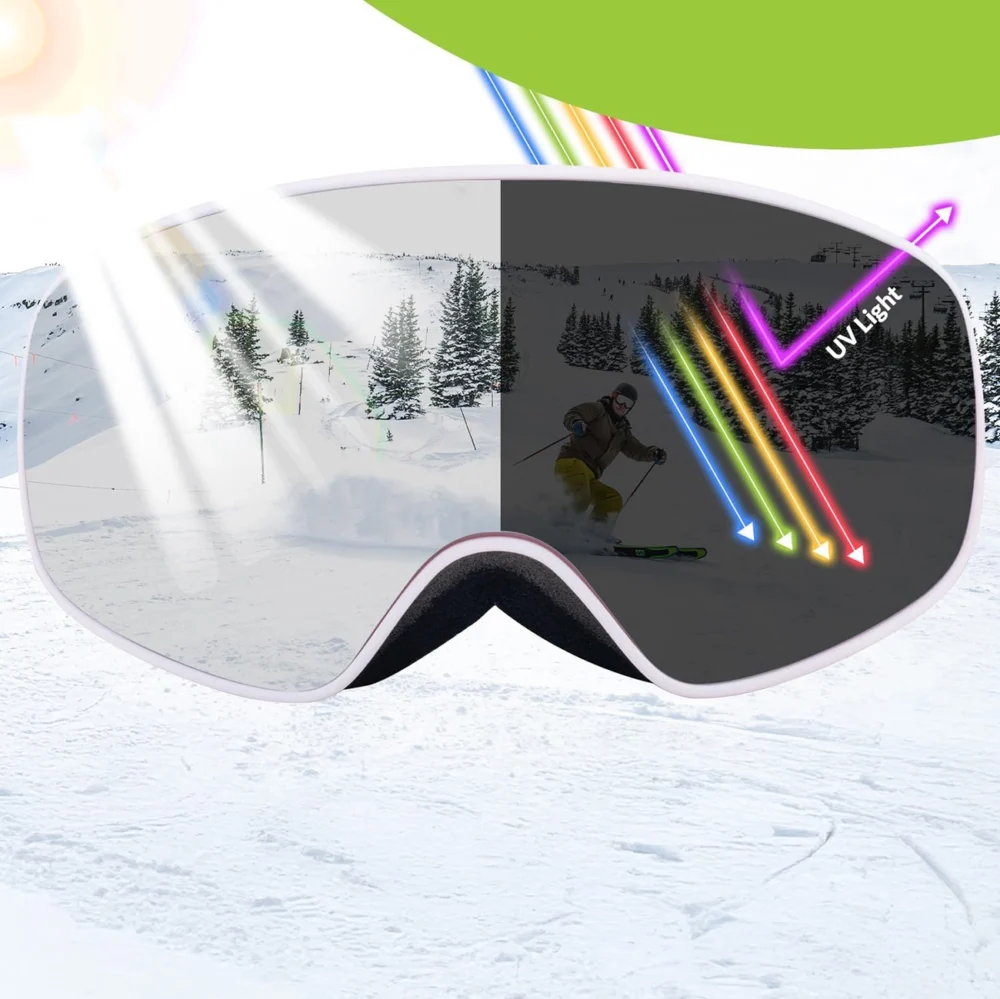 Qunature Pink Children's skiing goggles (medium/large children's version)eng