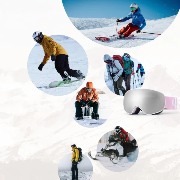 Qunature Pink Children's skiing goggles (medium/large children's version)eng