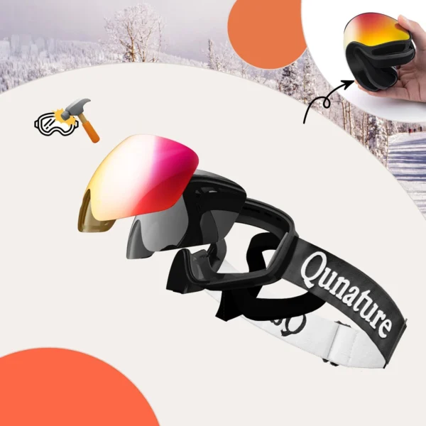 Qunature Black Ski Goggles Kids (Size M/L) - Blackeng