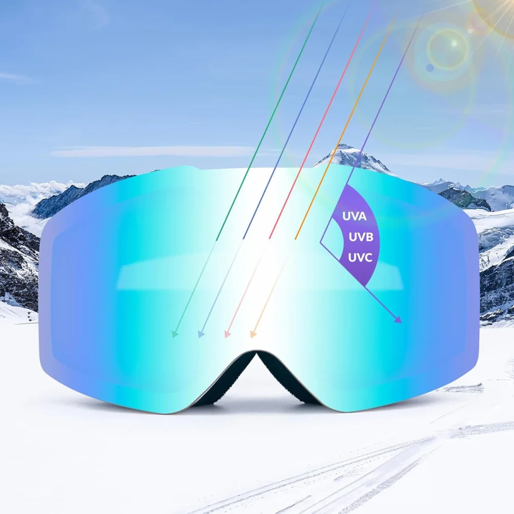 Qunature White Frameless Ski Goggles - Whiteeng