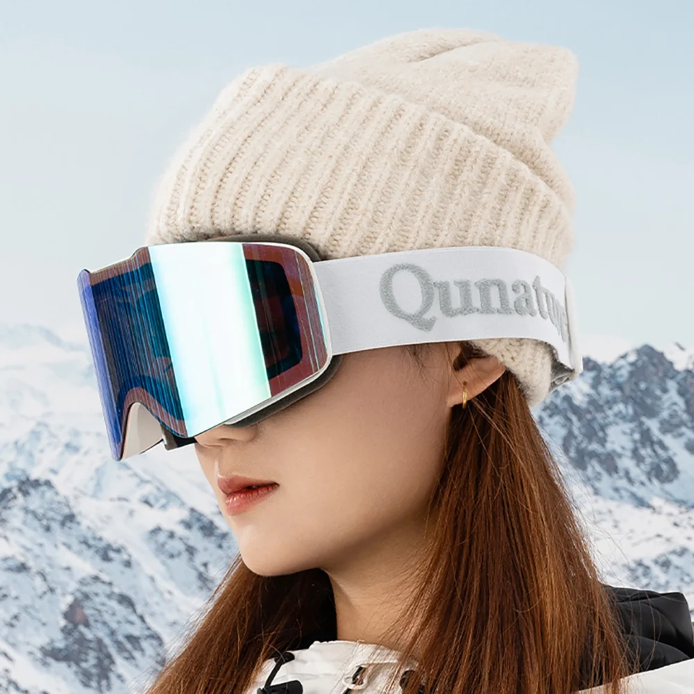 Qunature White Frameless Ski Goggles - Whiteeng