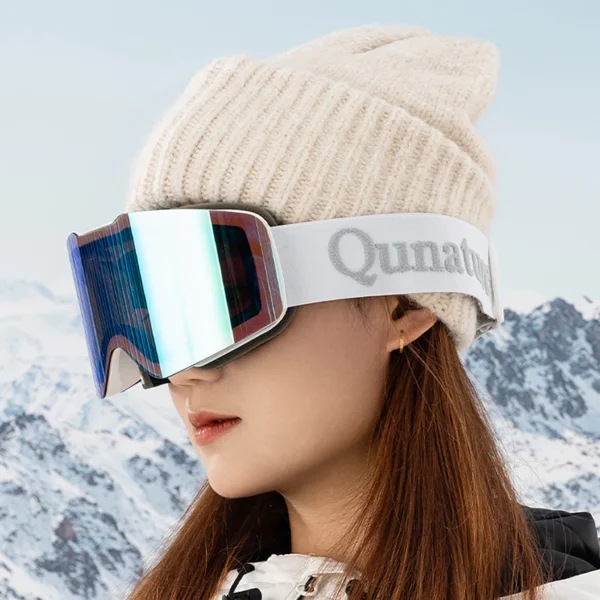 Qunature White Frameless Ski Goggles - Whiteeng