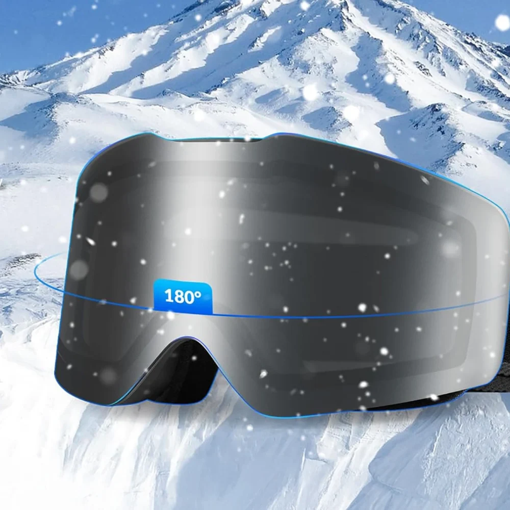 Qunature Black Frameless Ski Goggles - Blackeng