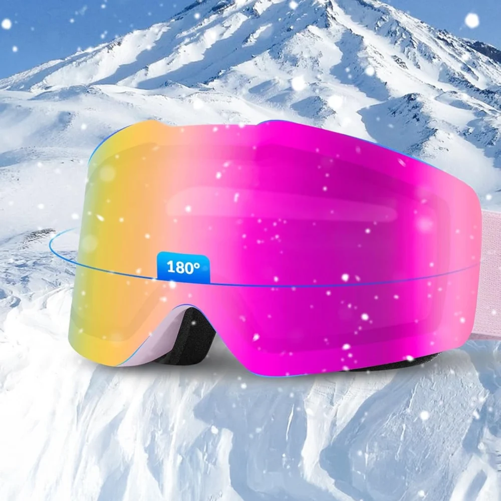 Qunature Pink Frameless Ski Goggles - Pinkeng
