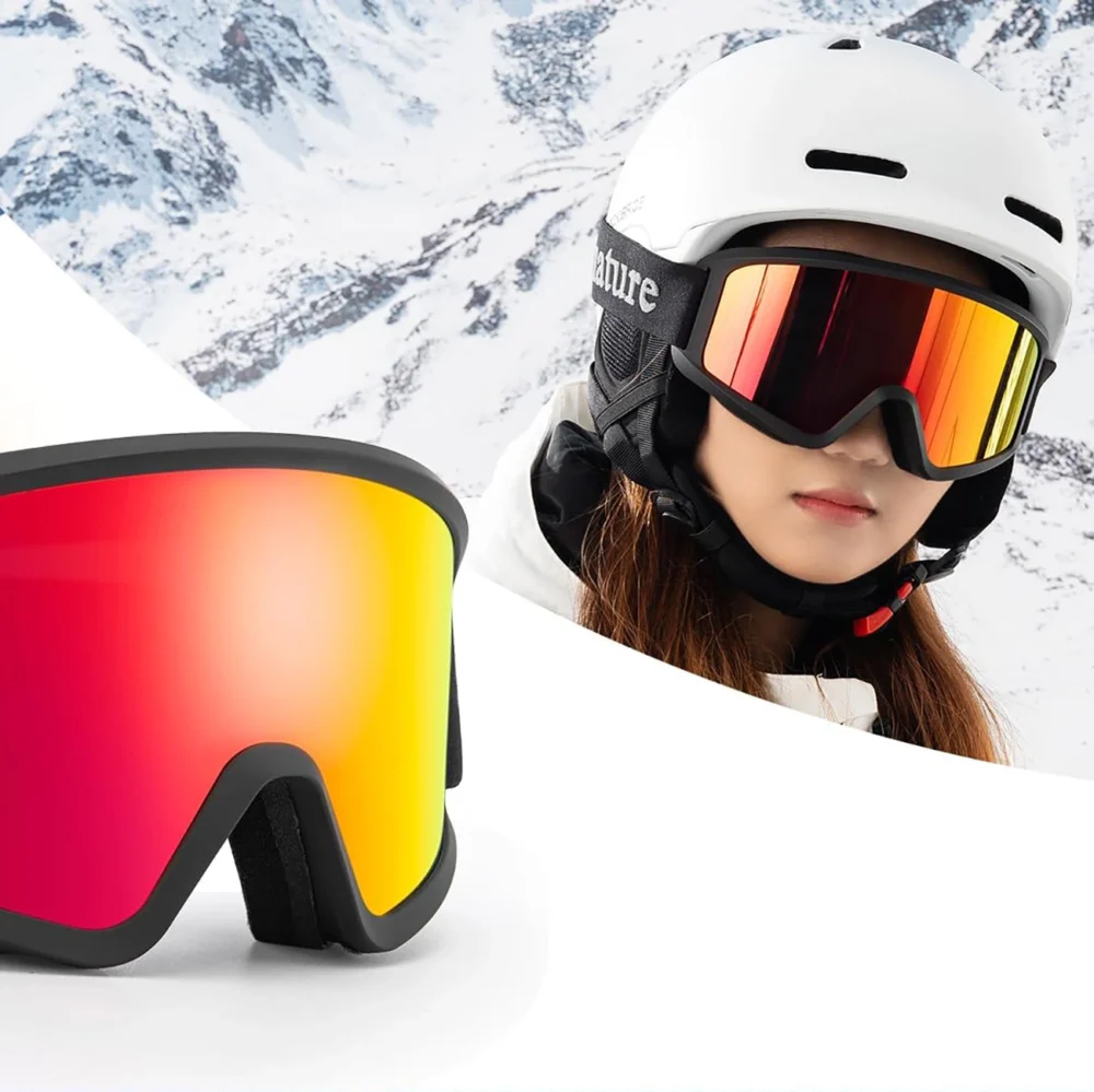 Qunature White Ski Goggles for Adults - Blackeng