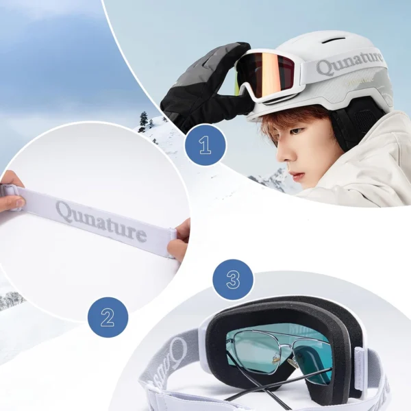 Qunature White Ski Goggles for Adults - Whiteeng