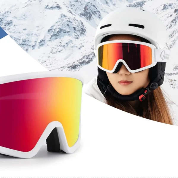 Qunature White Ski Goggles for Adults - Whiteeng