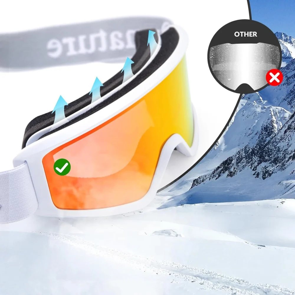 Qunature White Ski Goggles for Adults - Whiteeng