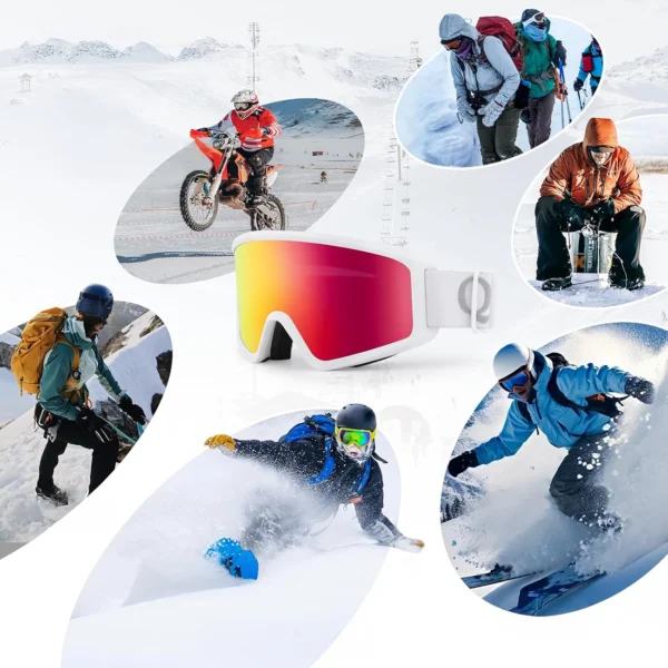 Qunature White Ski Goggles for Adults - Whiteeng