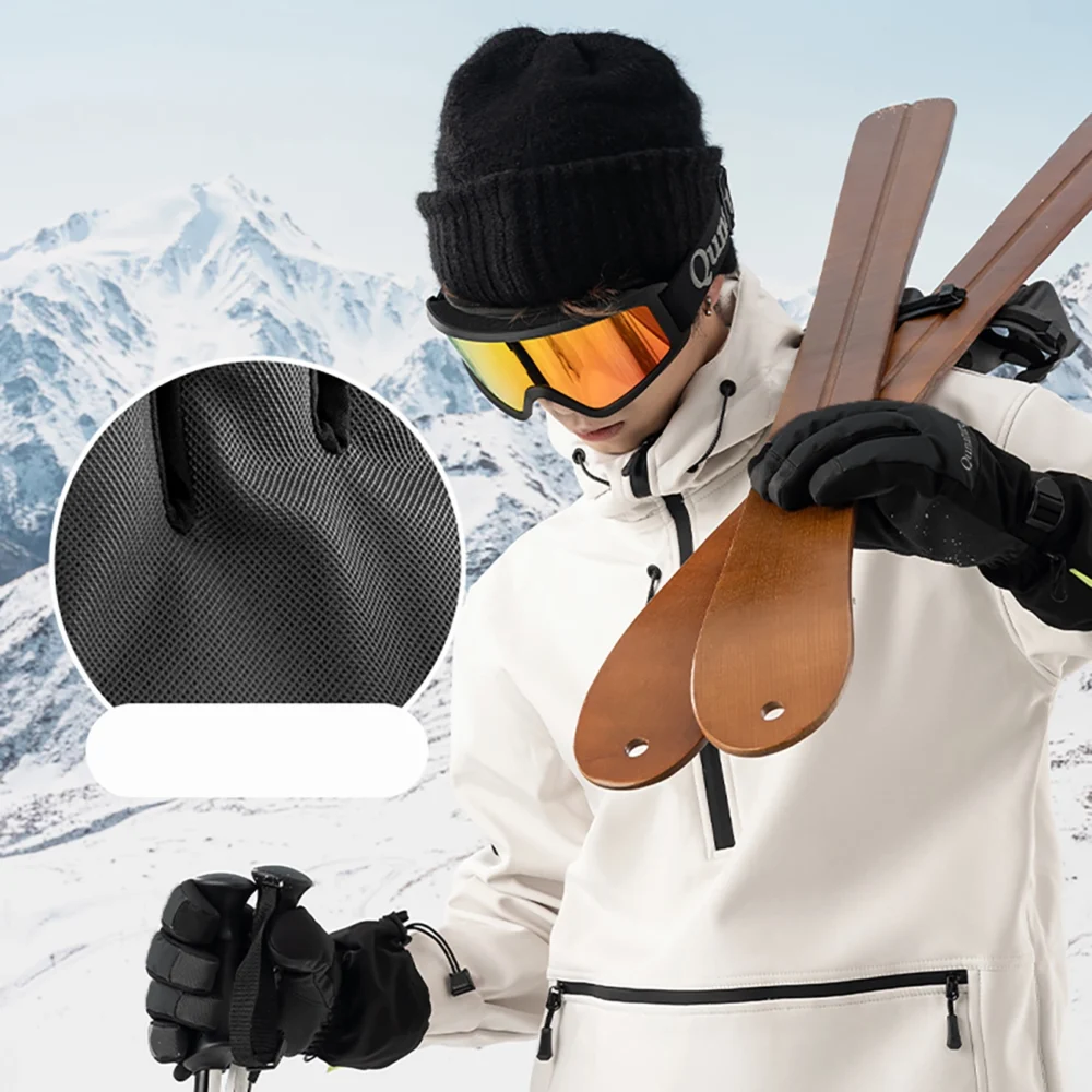 Qunature Ski Gloves - Finger Style Black Meng